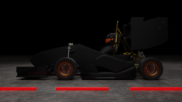 Archived race car side-view rendering with aerodynamic bodywork